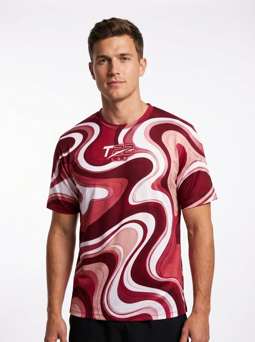 T22 LAB Maroon Marble Activewear T-Shirt