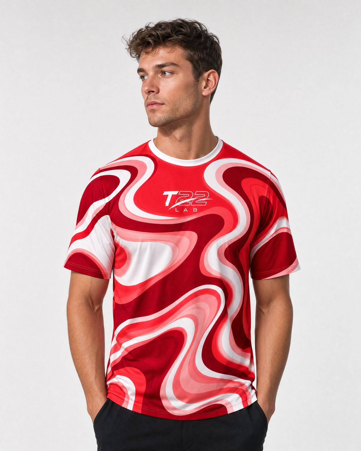 T22 LAB Red Marble Activewear T-Shirt